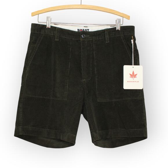 BOAST USA Mens 32 Patch Pocket Corduroy Short Olive Green NWT 7"Inseam - Picture 6 of 8